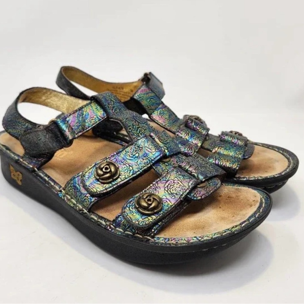 Alegria Kleo Abalone Rose Leather Boho Whimsigoth Comfort Sandals EU 39 US 9